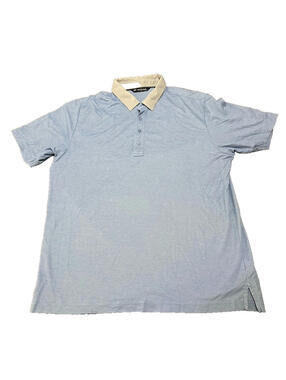 Travis Mathew Polo Shirt Large L Blue Lightweight Golf Casual Button Collared